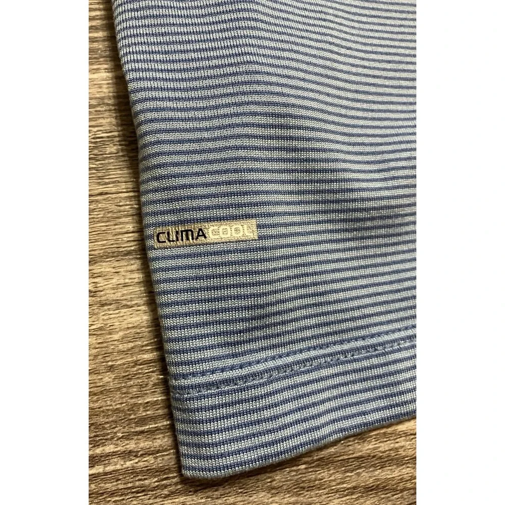 Adidas Mens XL‎ Polo Shirt Blue Striped ClimaCool Short Sleeve P77903